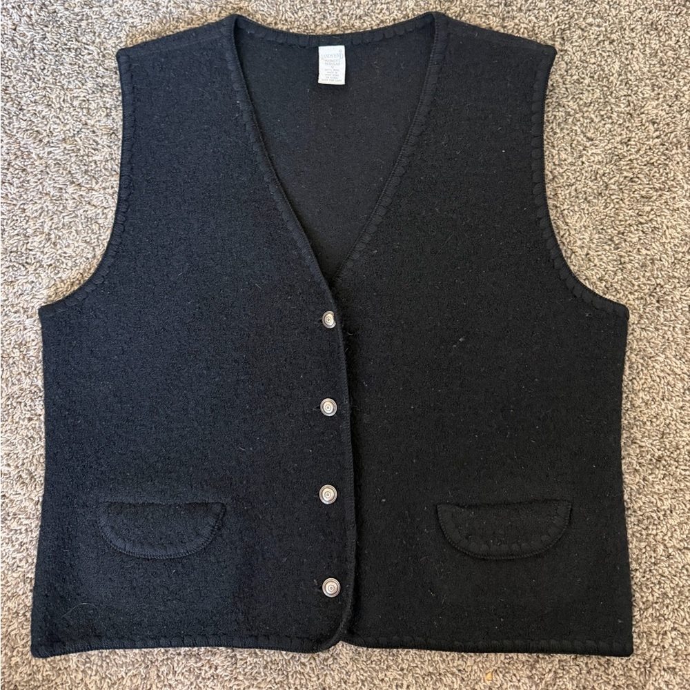 Lands End Wool vest black size 12